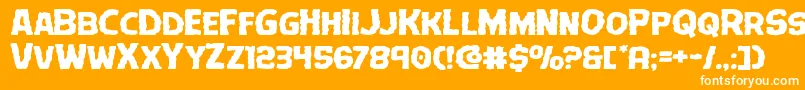 Terrorbabbleexpand-Schriftart – Weiße Schriften auf orangefarbenem Hintergrund