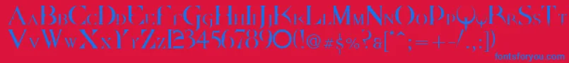 Czcionka Dpquake ffy – niebieskie czcionki na czerwonym tle