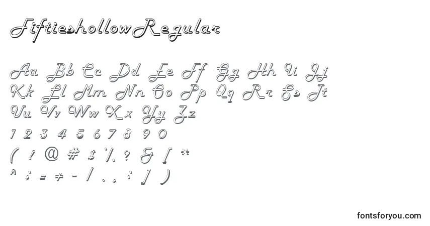 A fonte FiftieshollowRegular – alfabeto, números, caracteres especiais