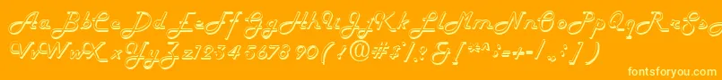 FiftieshollowRegular-Schriftart – Gelbe Schriften auf orangefarbenem Hintergrund