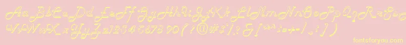 FiftieshollowRegular-Schriftart – Gelbe Schriften auf rosa Hintergrund