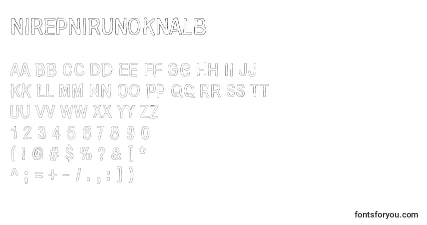 Czcionka NirepnirunOknalb – alfabet, cyfry, specjalne znaki