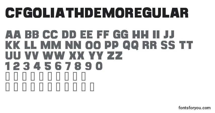 Czcionka CfgoliathdemoRegular – alfabet, cyfry, specjalne znaki