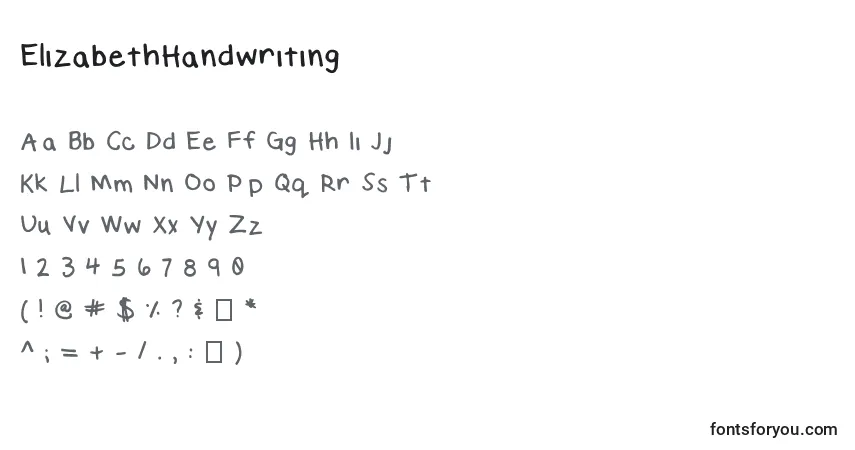Czcionka ElizabethHandwriting – alfabet, cyfry, specjalne znaki
