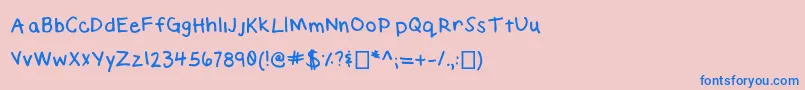 Fonte ElizabethHandwriting – fontes azuis em um fundo rosa