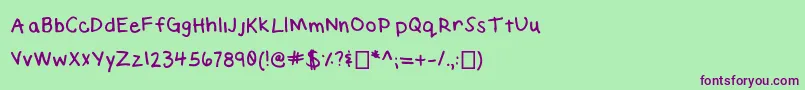 ElizabethHandwriting Font – Purple Fonts on Green Background