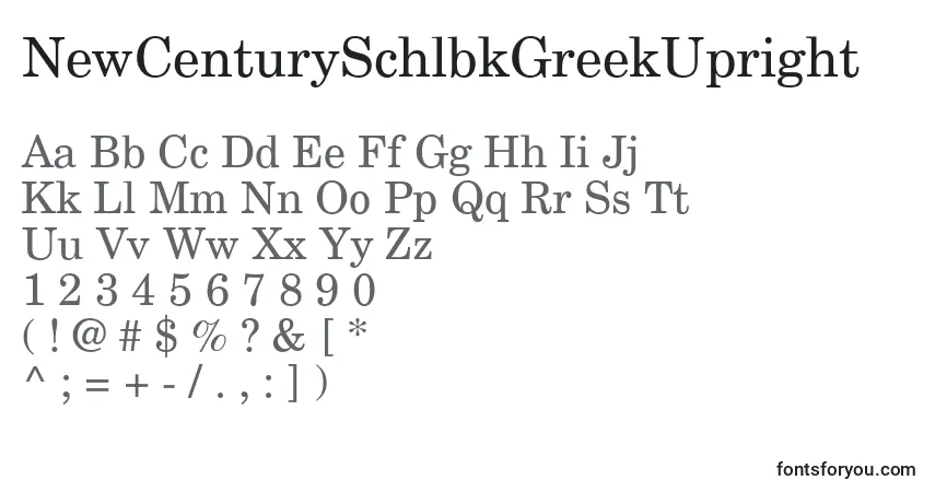A fonte NewCenturySchlbkGreekUpright – alfabeto, números, caracteres especiais