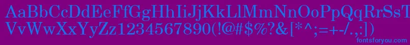 NewCenturySchlbkGreekUpright-fontti – siniset fontit violetilla taustalla