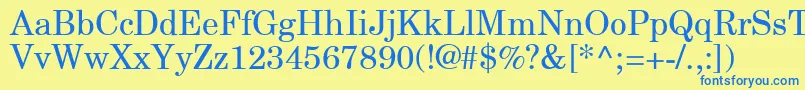 NewCenturySchlbkGreekUpright Font – Blue Fonts on Yellow Background