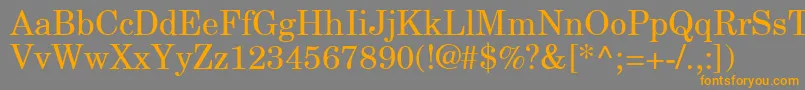フォントNewCenturySchlbkGreekUpright – オレンジの文字は灰色の背景にあります。