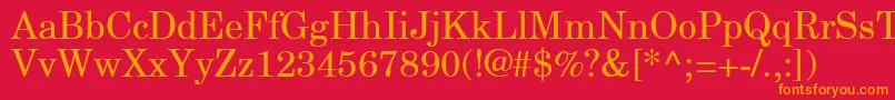 フォントNewCenturySchlbkGreekUpright – 赤い背景にオレンジの文字