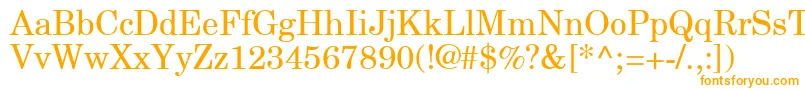 NewCenturySchlbkGreekUpright-Schriftart – Orangefarbene Schriften auf weißem Hintergrund