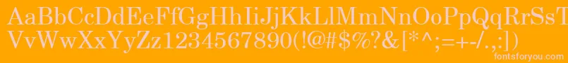 NewCenturySchlbkGreekUpright-fontti – vaaleanpunaiset fontit oranssilla taustalla