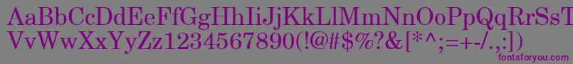 Шрифт NewCenturySchlbkGreekUpright – фиолетовые шрифты на сером фоне