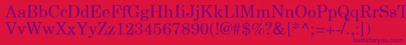 NewCenturySchlbkGreekUpright-fontti – violetit fontit punaisella taustalla