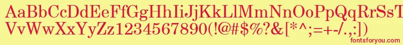 NewCenturySchlbkGreekUpright-fontti – punaiset fontit keltaisella taustalla