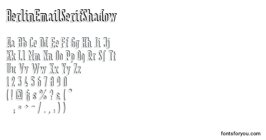 Шрифт BerlinEmailSerifShadow – алфавит, цифры, специальные символы