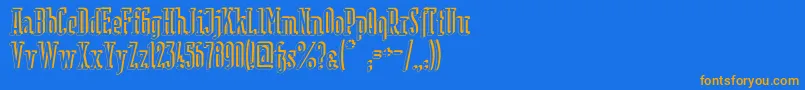 BerlinEmailSerifShadow-Schriftart – Orangefarbene Schriften auf blauem Hintergrund