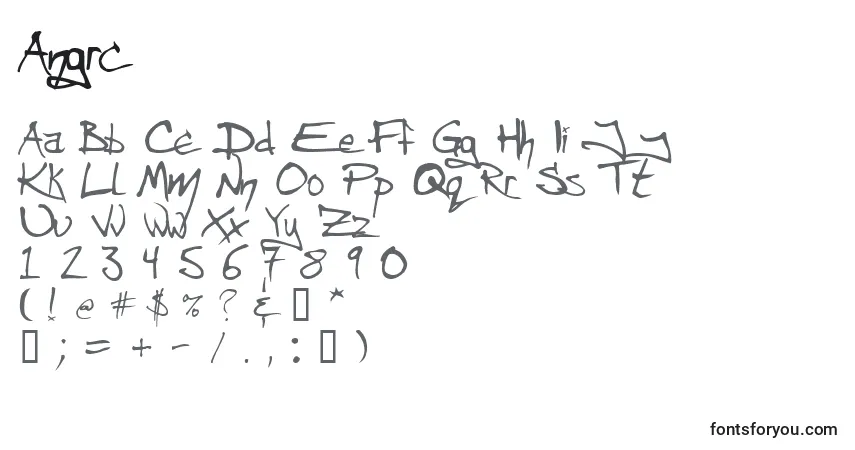 A fonte Angrc – alfabeto, números, caracteres especiais