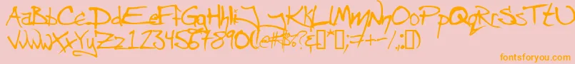 Angrc-Schriftart – Orangefarbene Schriften auf rosa Hintergrund