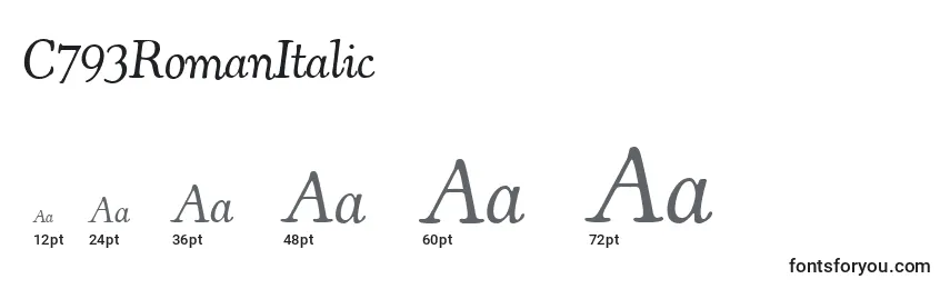 Größen der Schriftart C793RomanItalic