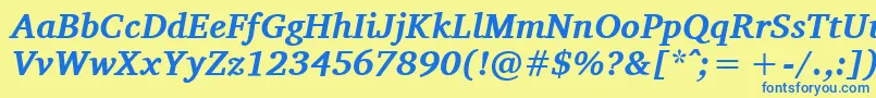 CharisSilBoldItalic-Schriftart – Blaue Schriften auf gelbem Hintergrund