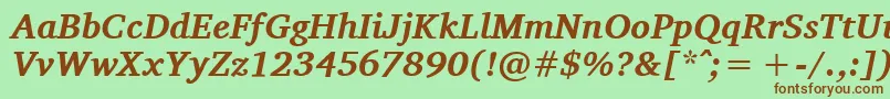 CharisSilBoldItalic-fontti – ruskeat fontit vihreällä taustalla