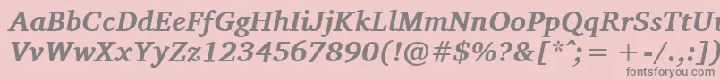CharisSilBoldItalic-fontti – harmaat kirjasimet vaaleanpunaisella taustalla