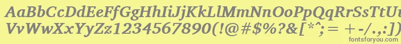 CharisSilBoldItalic-Schriftart – Graue Schriften auf gelbem Hintergrund