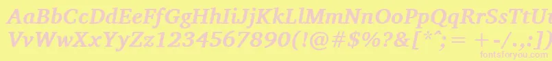Fonte CharisSilBoldItalic – fontes rosa em um fundo amarelo