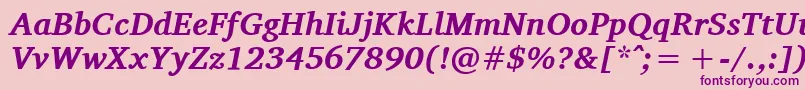 CharisSilBoldItalic-fontti – violetit fontit vaaleanpunaisella taustalla