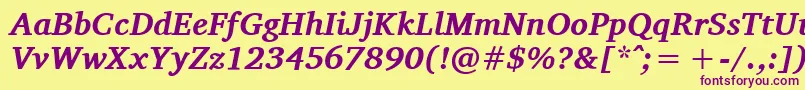フォントCharisSilBoldItalic – 紫色のフォント、黄色の背景
