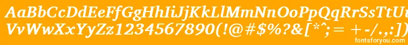 CharisSilBoldItalic-Schriftart – Weiße Schriften auf orangefarbenem Hintergrund