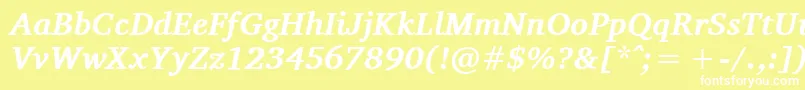 CharisSilBoldItalic-Schriftart – Weiße Schriften auf gelbem Hintergrund