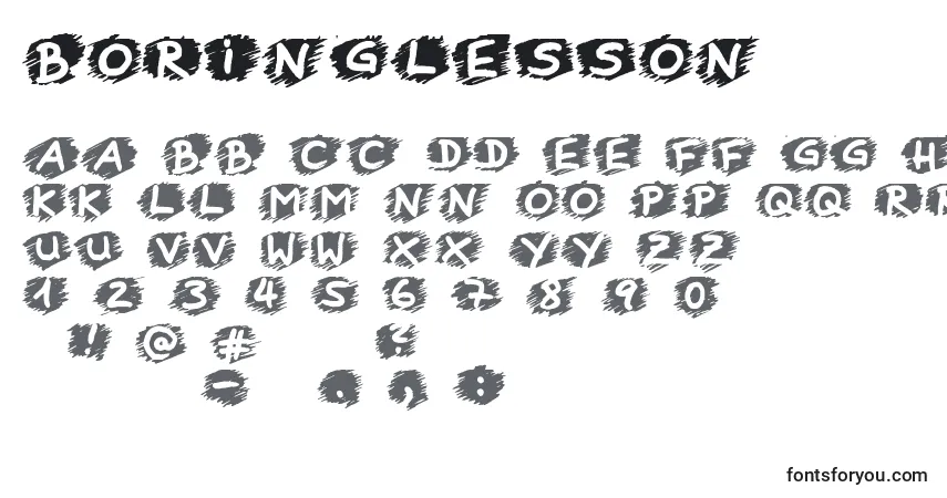 Czcionka Boringlesson – alfabet, cyfry, specjalne znaki