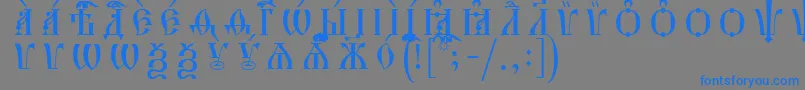 HirmosCapsUcsSpacedout-fontti – siniset fontit harmaalla taustalla