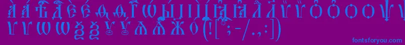Saiba mais sobre a fonte HirmosCapsUcsSpacedout Fonte HirmosCapsUcsSpacedout – fontes azuis em um fundo violeta