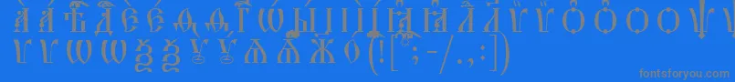 フォントHirmosCapsUcsSpacedout – 青い背景に灰色の文字
