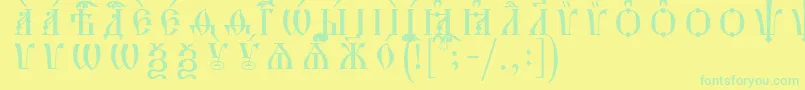 HirmosCapsUcsSpacedout Font – Green Fonts on Yellow Background