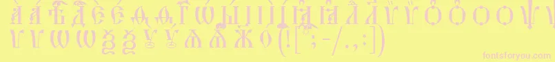 HirmosCapsUcsSpacedout Font – Pink Fonts on Yellow Background