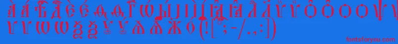 フォントHirmosCapsUcsSpacedout – 赤い文字の青い背景