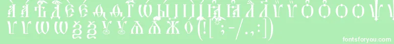 フォントHirmosCapsUcsSpacedout – 緑の背景に白い文字