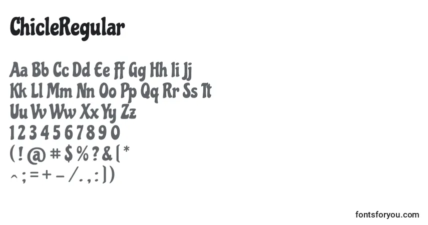 Schriftart ChicleRegular – Alphabet, Zahlen, spezielle Symbole