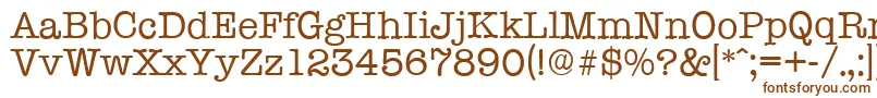 Fonte TypewriterserialRegular – fontes marrons em um fundo branco