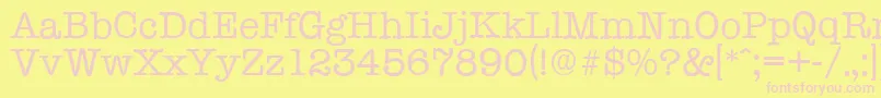 Fonte TypewriterserialRegular – fontes rosa em um fundo amarelo