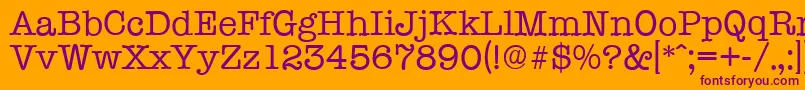 Fonte TypewriterserialRegular – fontes roxas em um fundo laranja