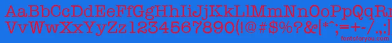 TypewriterserialRegular Font – Red Fonts on Blue Background