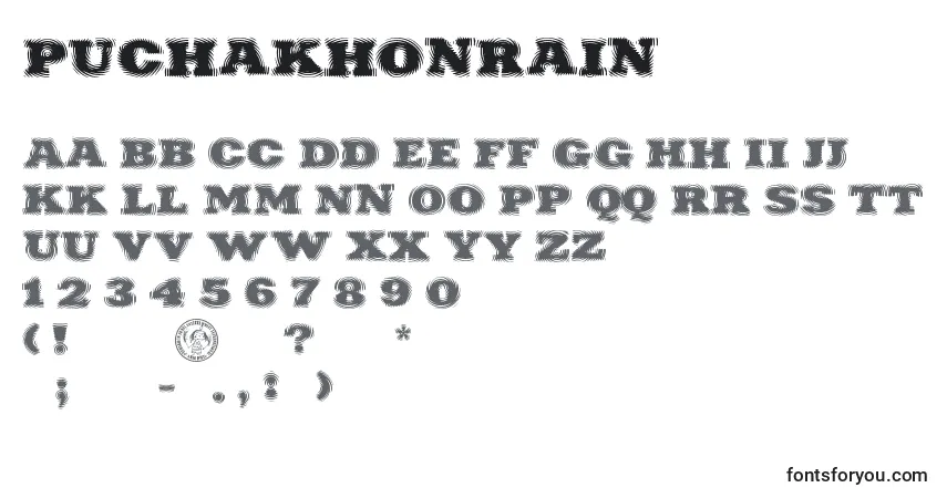 Шрифт PuchakhonRain – алфавит, цифры, специальные символы