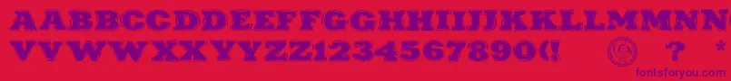 PuchakhonRain-Schriftart – Violette Schriften auf rotem Hintergrund