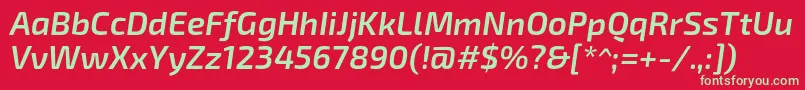 フォントExo2.0Semibolditalic – 赤い背景に緑の文字